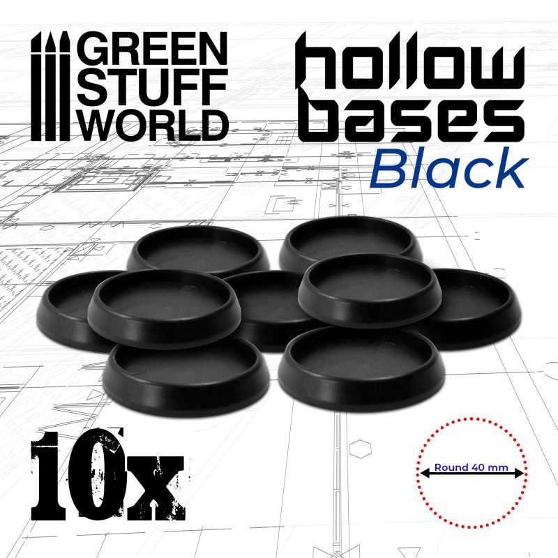 Hollow Plastic Bases - BLACK 40mm | Hobby Accessories