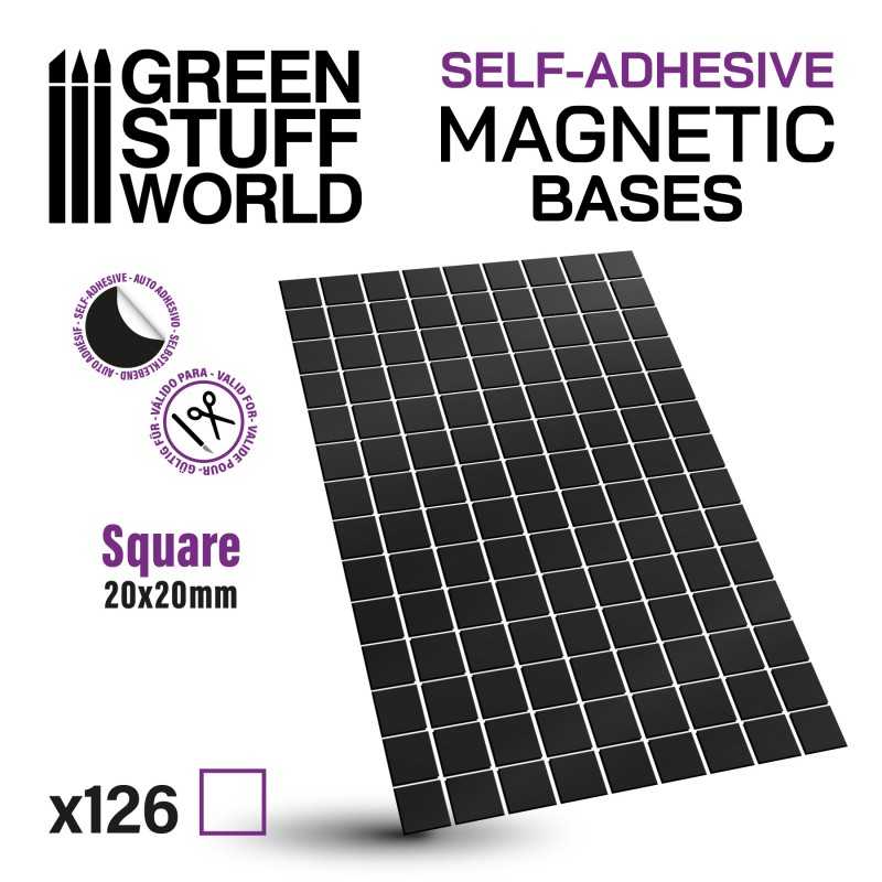 正方形磁性板 自粘 - 20x20mm - 软磁贴